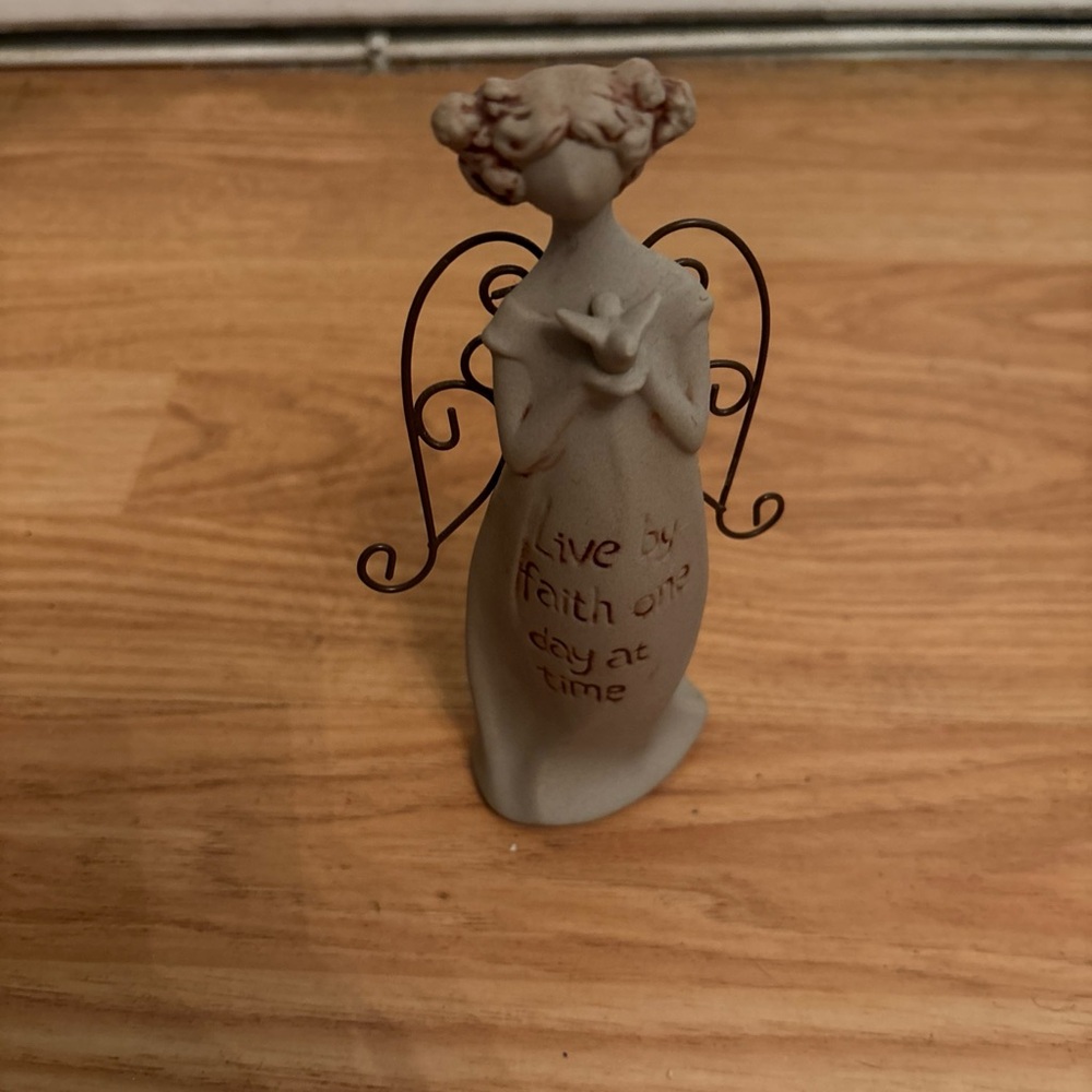 Guardian Angel Figurine with Wire Wings